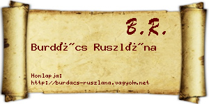 Burdács Ruszlána névjegykártya